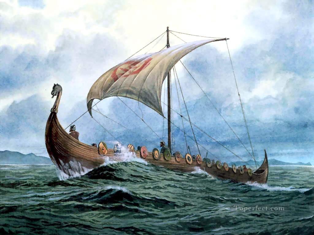 viking ship at sea amazing ships Oil Paintings